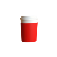 rojo y blanco papel taza con tapa de bebida 3d icono en transparente antecedentes. png