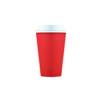 Isolated Red Paper Cup with Lid of Drink 3D Icon on Transparent Background. png