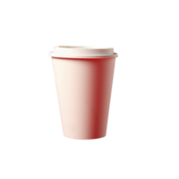 aislado rosado papel taza con tapa de bebida 3d icono en transparente antecedentes. png