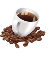 Isolated White Coffee Cup with Seeds on Transparent Background. 3D Render. png