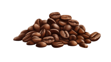 marrón asado café frijoles pila de algo, de cerca en transparente antecedentes. generativo ai. png