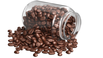 marrón asado café frijoles que cae vaso tarro en transparente antecedentes. generativo ai. png
