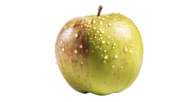 Realistic Raw Apple with Droplets of Water on Background, . png