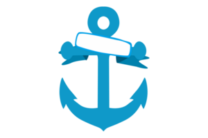 blauw marine anker logo icoon met transparant achtergrond png