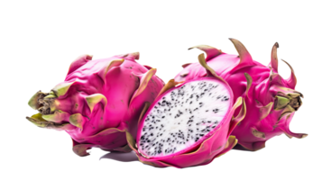 un moitié pièce dragon des fruits sur transparent Contexte. génératif ai illustration. png