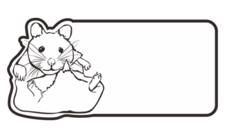 quarto placa de identificação com fofa hamsters linha arte tema em transparente fundo png