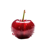 juteux rouge Pomme avec gouttelettes de eau, parfait pour une en bonne santé casse-croûte génératif ai. png