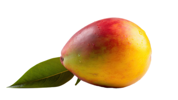 Realistic Ripe Pear with Green Leaf on Background, . png