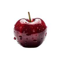 juteux rouge Pomme avec gouttelettes de eau, parfait pour une en bonne santé casse-croûte génératif ai. png