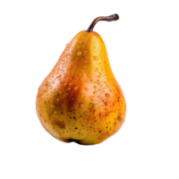 Ripe Pear with Water Drops on Transparent Background. Digital Illustration. png