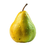 Ripe Pear with Water Drops on Transparent Background. Digital Illustration. png