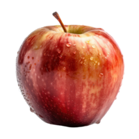 juteux rouge Pomme avec gouttelettes de eau, parfait pour une en bonne santé casse-croûte génératif ai. png