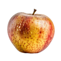 aislado Fresco manzana con agua gotas de cerca en transparente fondo generativo ai. png