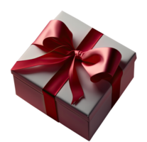 Isolated Shiny Red Gift Box 3D Icon on Transparent Background. . png