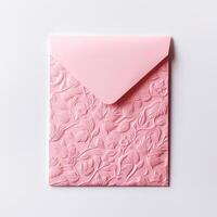 Customized Pastel Pink Floral Embossed Luxury Wedding or Event Card, Envelopes Created By . photo