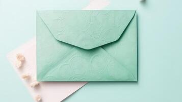 Customized Green Floral Embossed Luxury Wedding or Event Card, Envelope Created By . photo