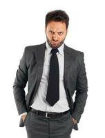 Young businessman with angry expression photo