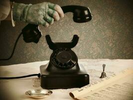 Old retro bakelite telephone photo