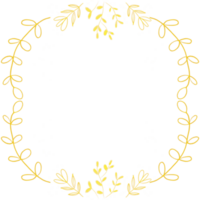Gold Glitter Leaf Frame Wreath  Design, Holiday Bokeh, Golden Template png