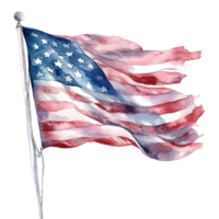 contento 4to de julio Estados Unidos independencia día americano nacional bandera acuarela pintura y verderón, ai generativo png