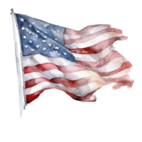 Lycklig 4:e av juli USA oberoende dag amerikan nationell flagga vattenfärg målning och flaggväv, ai generativ png