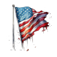feliz 4º do Julho EUA independência dia americano nacional bandeira aguarela pintura e bandeira, ai generativo png
