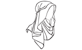 Islamic Women's Hijab Veil Line Art With Transparent Background png