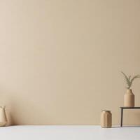 Artistic interior still life. minimal decor concept. Empty beige wall background. photo