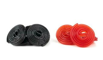 Red and black licorice wheels photo