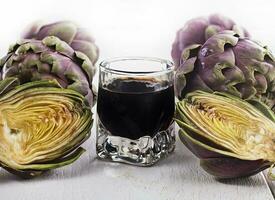 Alcoholic drink with artichoke extract. photo