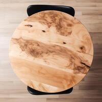 Round Wormy Maple Wood Texture Table Top. . photo