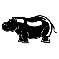 Hippopotamus black and white clipart transparent background png