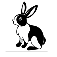 Rabbit black and white clipart transparent background png