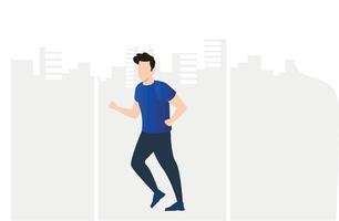 A boy is running for exercise. vector