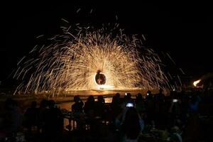 Amazing fire show on The beach at Sai Kaew Beach, Mu Koh Samed  ,Rayong ,Thailand photo