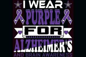 I wear purple for Alzheimer's and brain awareness vector