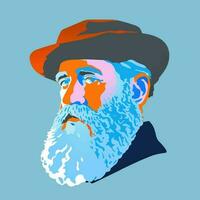 Portrait of the famous artist Claude Monet. For editorial use only. Vector illustration