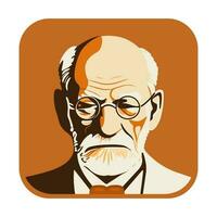 sigmund freud - el padre de psicoanálisis, retrato. vector plano ilustración en color antecedentes