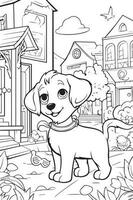 perro colorante página, perro personaje para colorante libro vector