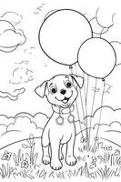 Dog Coloring Page, Dog Character For Coloring Book vector