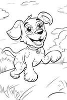 Dog Coloring Page, Dog Character For Coloring Book vector