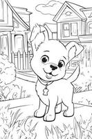 Dog Coloring Page, Dog Character For Coloring Book vector