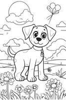 Dog Coloring Page, Dog Character For Coloring Book vector