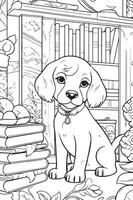 perro colorante página, perro personaje para colorante libro vector