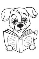 perro colorante página, perro personaje para colorante libro vector