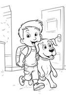 Dog Coloring Page, Dog Character For Coloring Book vector