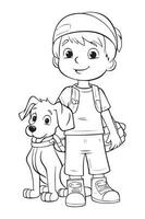 Dog Coloring Page, Dog Character For Coloring Book vector