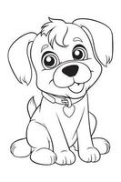 Dog Coloring Page, Dog Character For Coloring Book vector