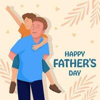 flat design vector happy father's day illustration with the father carrying the son