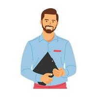 vector illustration of office people and clipboard in hand